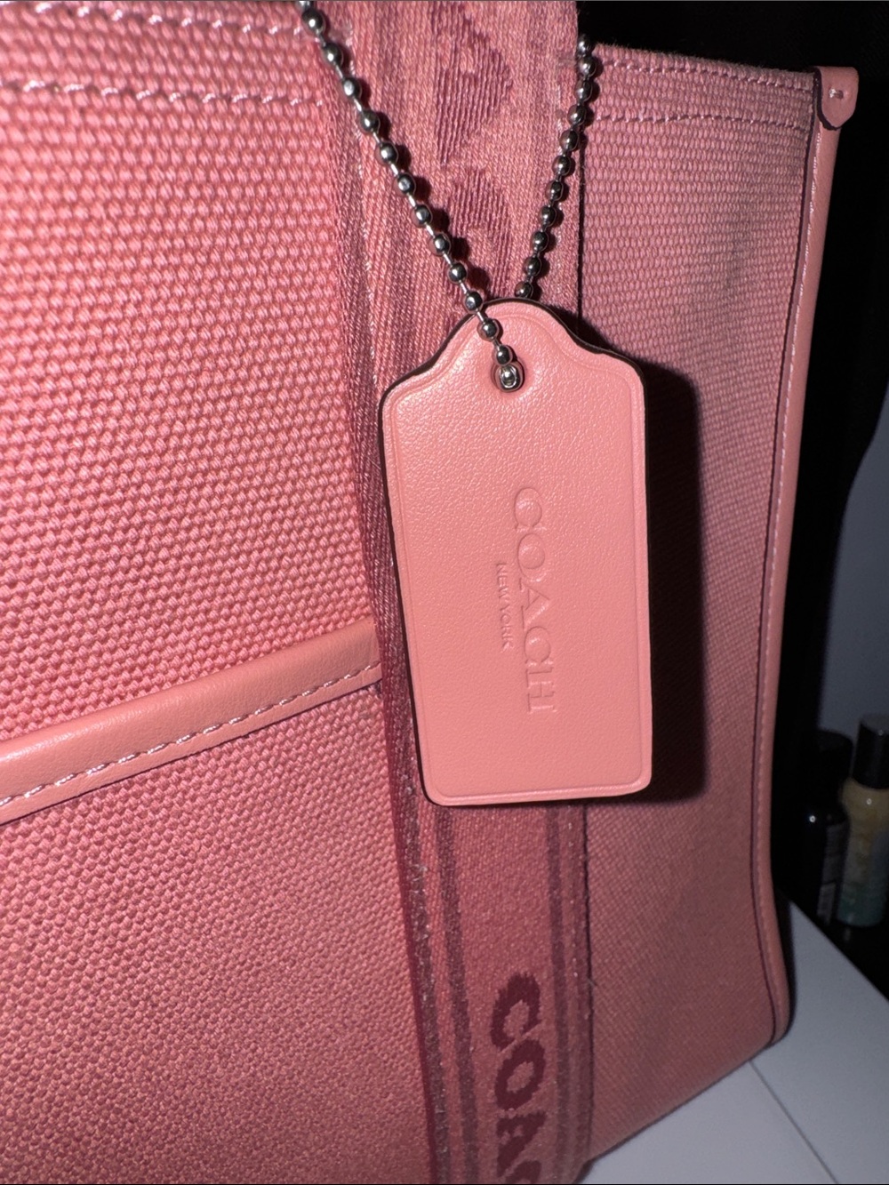 Coach Pink Large Canvas Tote with Branded Straps - Picture 4 of 4